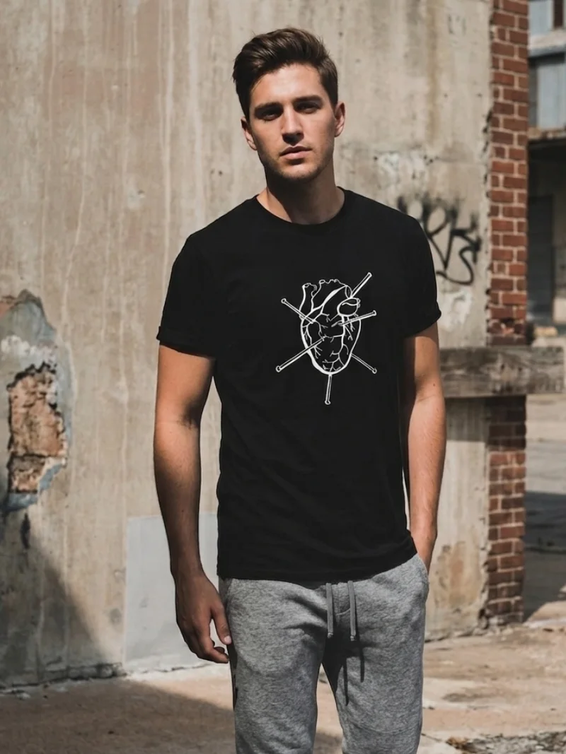 Playera de corte regular negra para hombre con estilo urbano streetwear