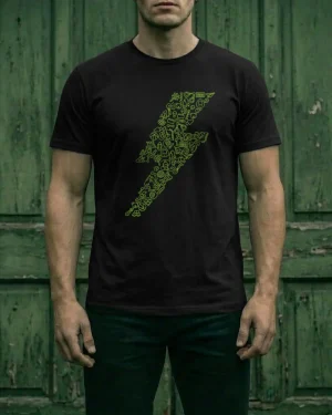 Playera de trueno con iconos de juguetes en su interior color verde